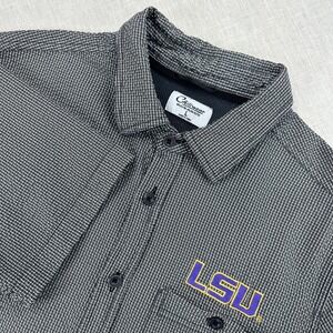 Chiliwear LSU Tigers Shirt Mens Large Black White Check Seersucker Button Down